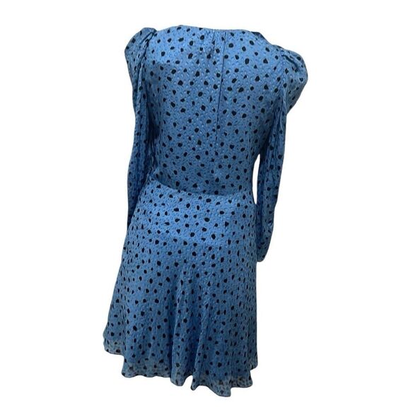 Rebecca Taylor nova dot clip long sleeve wrap dress in blue silk blend size 6 - Picture 6 of 13